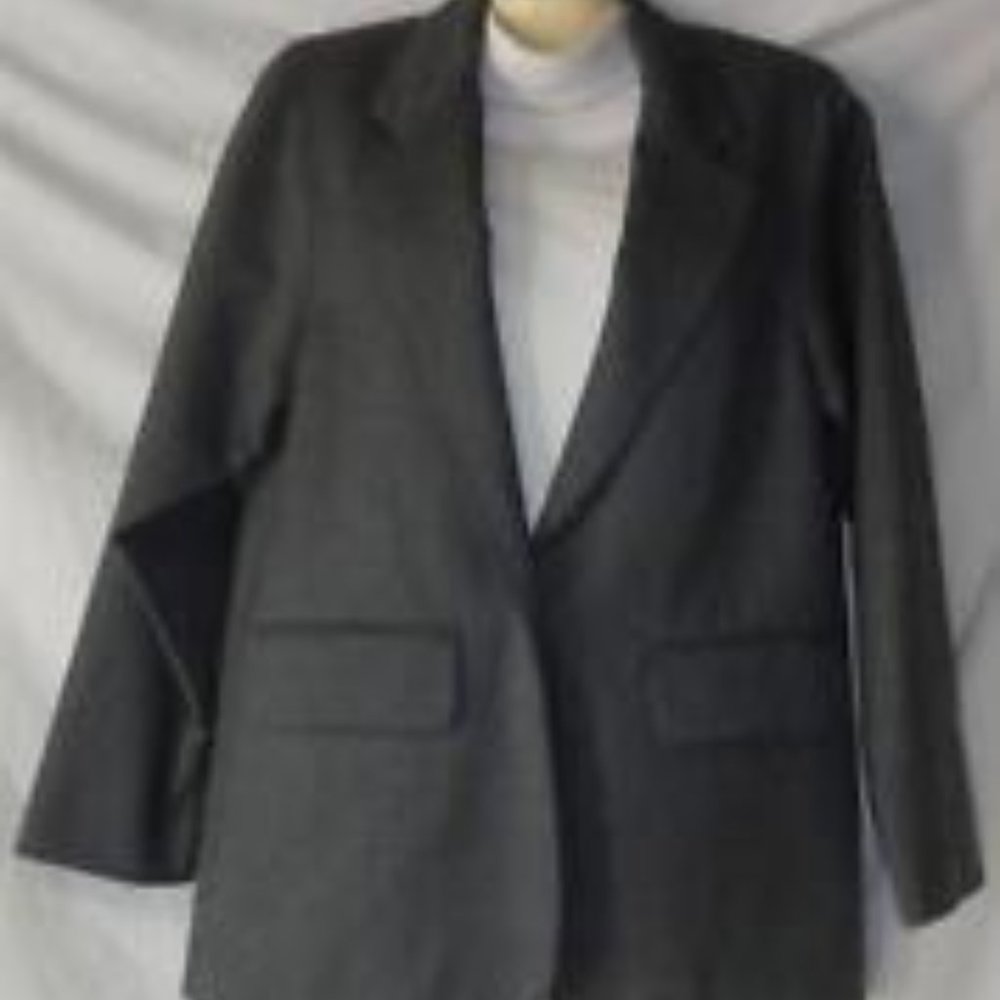 Women's Gray Wool Blazer Size 6P Field Manor